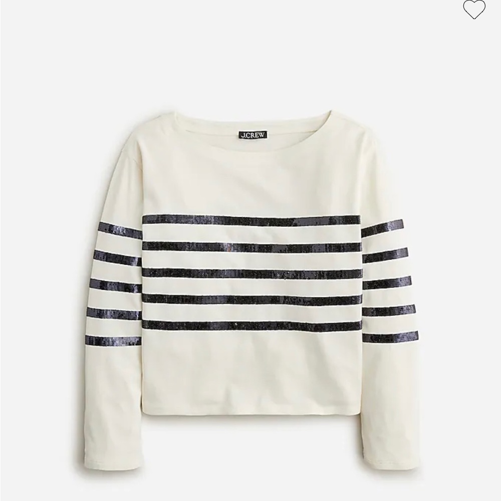 J.Crew Mariner jersey cropped boatneck T-shirt with sequins, Small BV948 - Picture 2 of 7